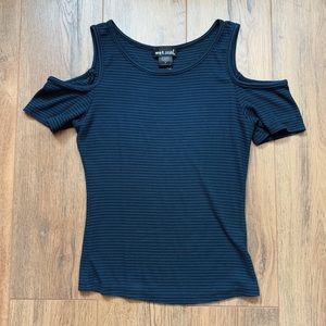 Blue Cold Shoulder Top